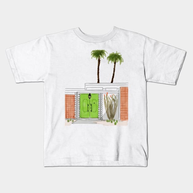 Palm Springs Lime Green Door Kids T-Shirt by kschowe